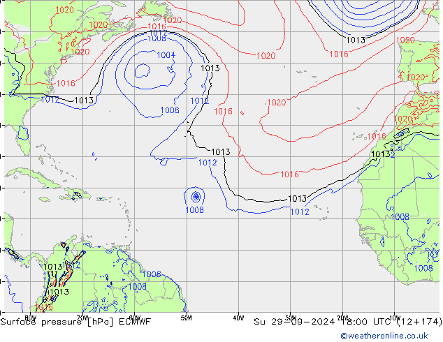 Surface pressure ECMWF Su 29.09.2024 18 UTC