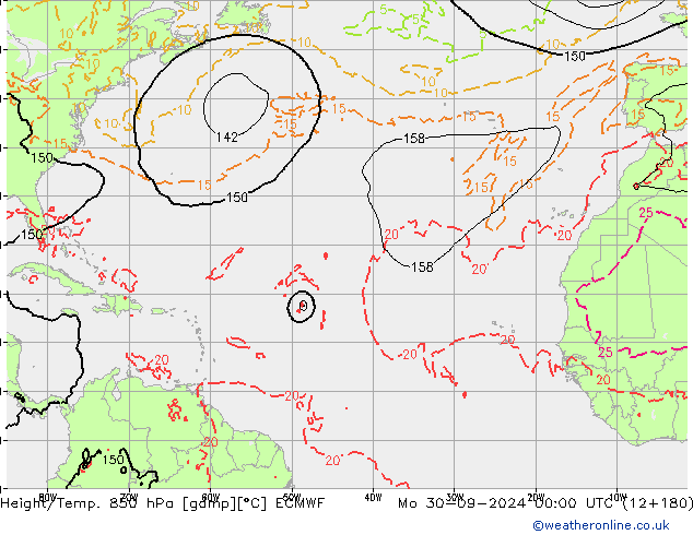 Z500/Yağmur (+YB)/Z850 ECMWF Pzt 30.09.2024 00 UTC