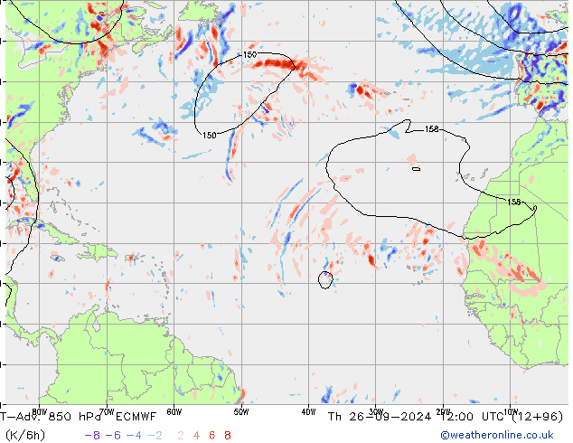 T-Adv. 850 hPa ECMWF Do 26.09.2024 12 UTC