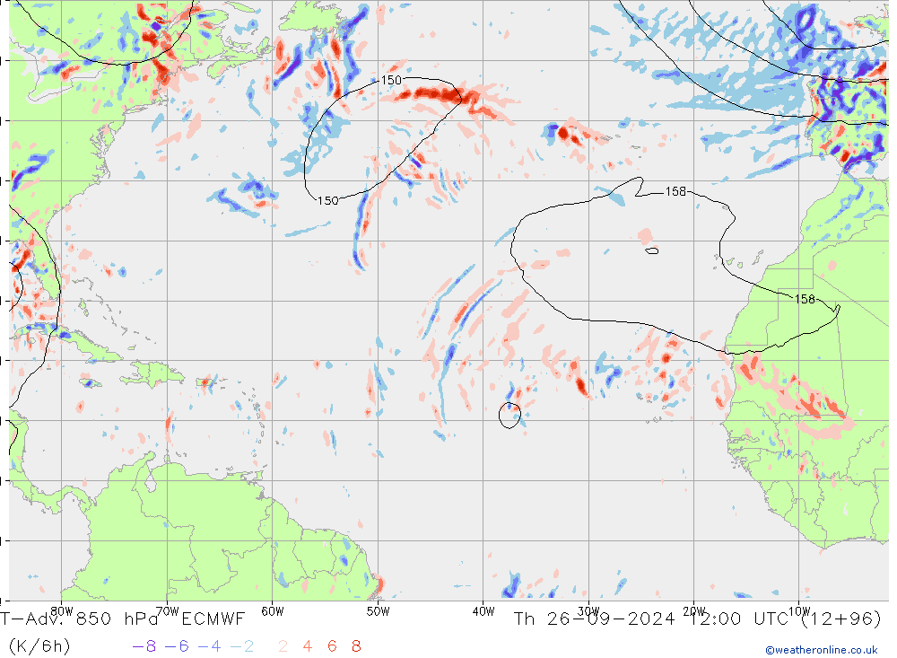 T-Adv. 850 hPa ECMWF Th 26.09.2024 12 UTC