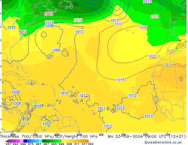 Dikte700-1000 hPa ECMWF ma 23.09.2024 09 UTC