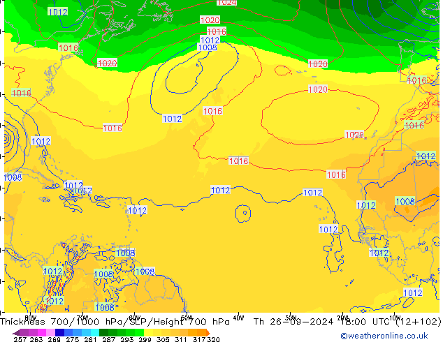 Thck 700-1000 hPa ECMWF  26.09.2024 18 UTC