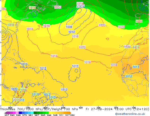 Thck 700-1000 hPa ECMWF Sex 27.09.2024 12 UTC