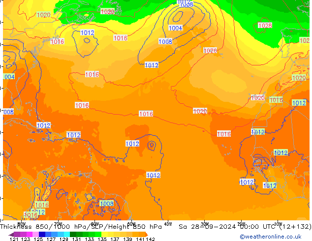 Thck 850-1000 hPa ECMWF sab 28.09.2024 00 UTC