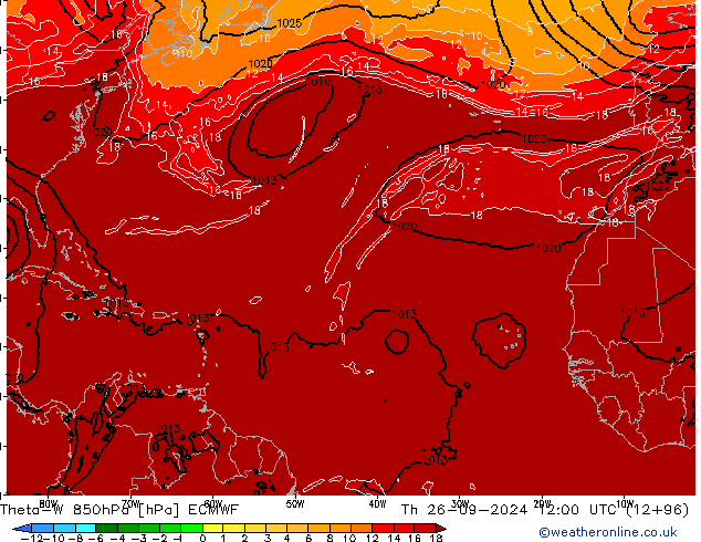 Theta-W 850hPa ECMWF Do 26.09.2024 12 UTC