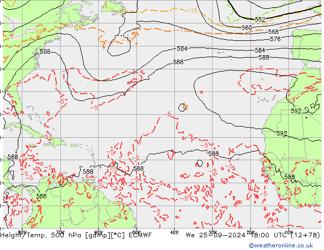 Z500/Rain (+SLP)/Z850 ECMWF We 25.09.2024 18 UTC