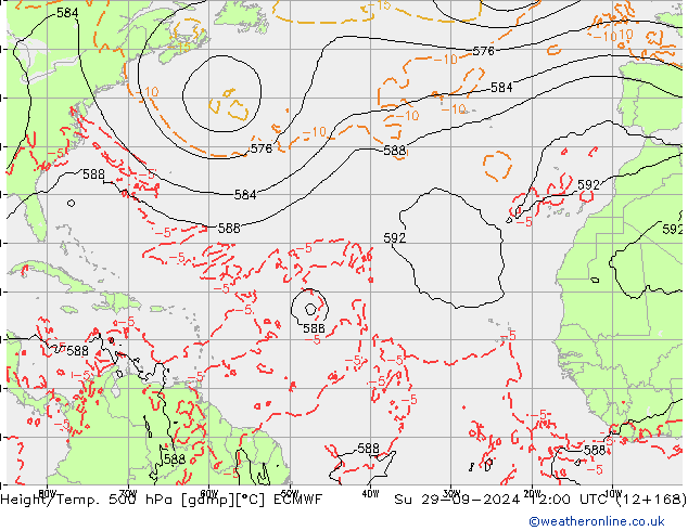 Z500/Rain (+SLP)/Z850 ECMWF nie. 29.09.2024 12 UTC