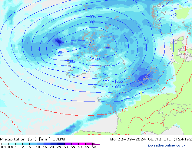 Z500/Rain (+SLP)/Z850 ECMWF Po 30.09.2024 12 UTC