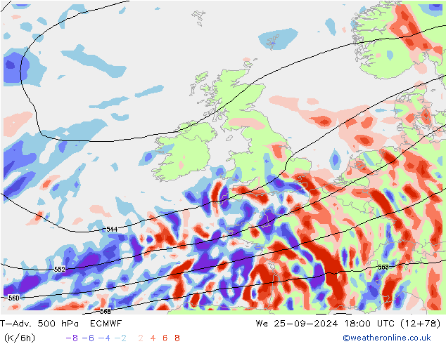 T-Adv. 500 hPa ECMWF Çar 25.09.2024 18 UTC