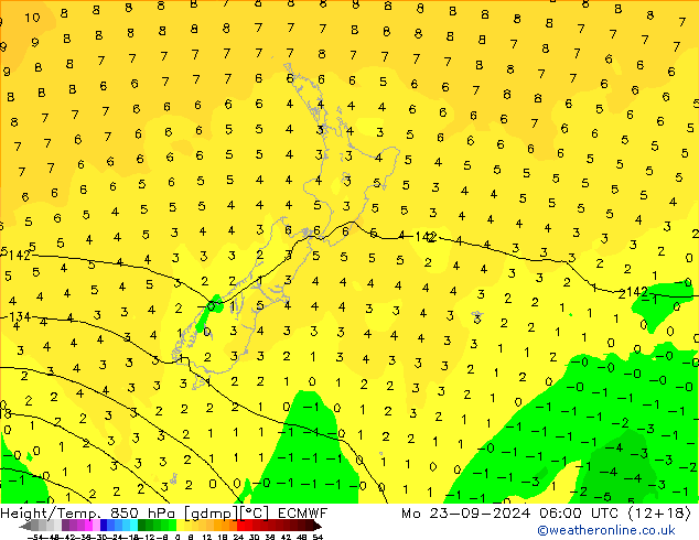 Z500/Yağmur (+YB)/Z850 ECMWF Pzt 23.09.2024 06 UTC