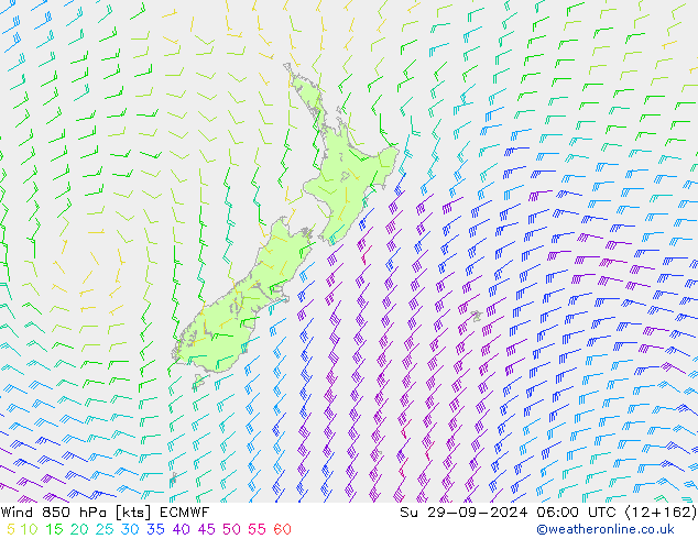 Wind 850 hPa ECMWF So 29.09.2024 06 UTC