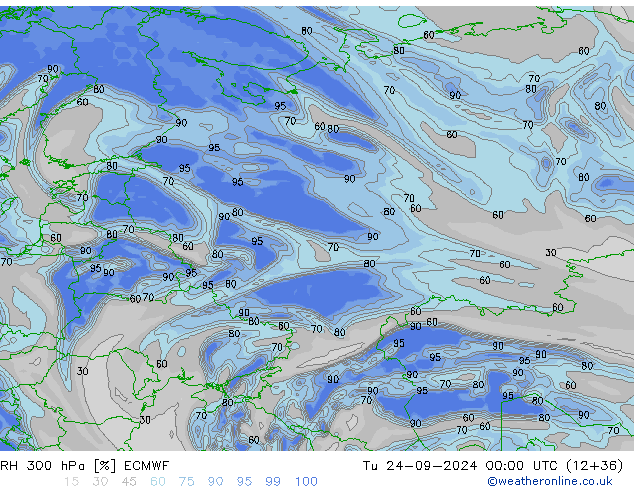 RH 300 hPa ECMWF mar 24.09.2024 00 UTC