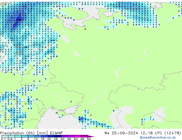 Z500/Rain (+SLP)/Z850 ECMWF mer 25.09.2024 18 UTC