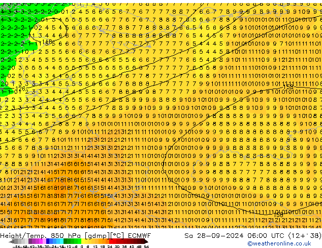 Height/Temp. 850 hPa ECMWF Sa 28.09.2024 06 UTC