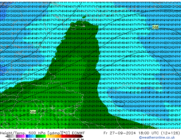 Z500/Rain (+SLP)/Z850 ECMWF ��� 27.09.2024 18 UTC