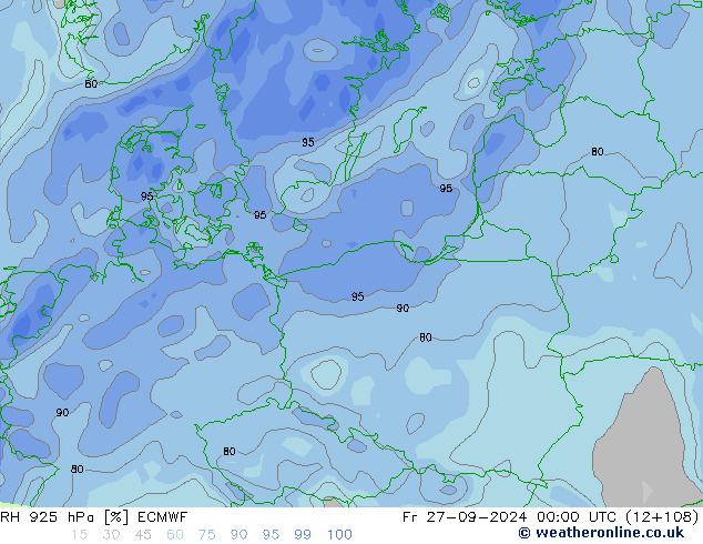 RH 925 hPa ECMWF Fr 27.09.2024 00 UTC