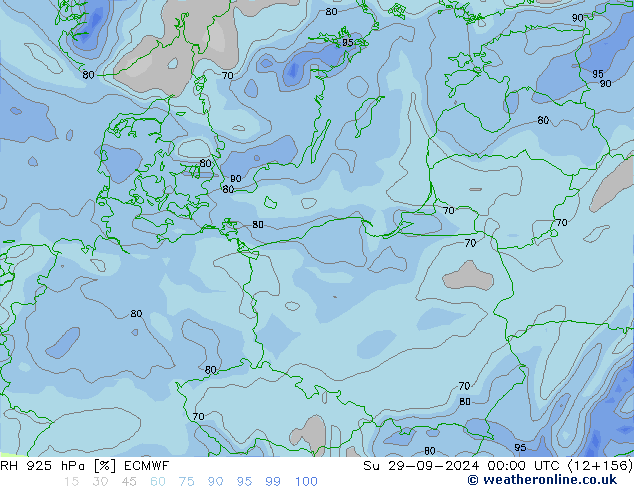 Humedad rel. 925hPa ECMWF dom 29.09.2024 00 UTC