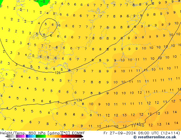 Z500/Rain (+SLP)/Z850 ECMWF vie 27.09.2024 06 UTC