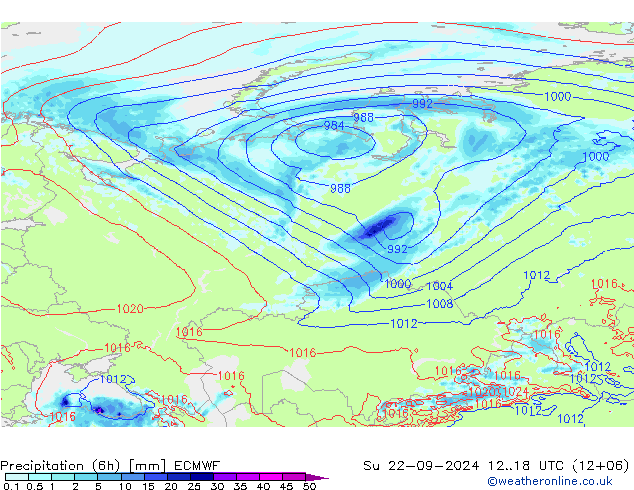 Z500/Rain (+SLP)/Z850 ECMWF Вс 22.09.2024 18 UTC