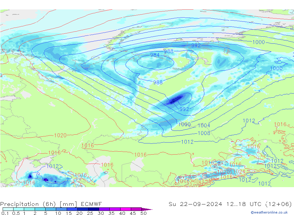 Z500/Rain (+SLP)/Z850 ECMWF Ne 22.09.2024 18 UTC