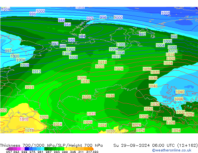 Thck 700-1000 hPa ECMWF Ne 29.09.2024 06 UTC