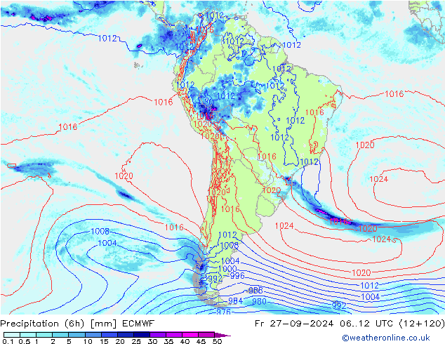 Z500/Rain (+SLP)/Z850 ECMWF пт 27.09.2024 12 UTC