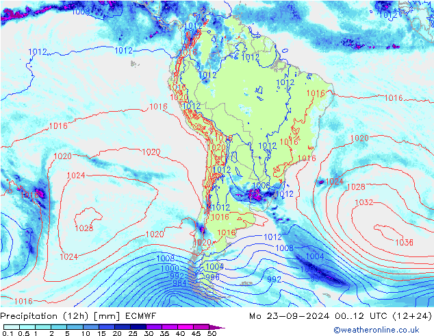 Yağış (12h) ECMWF Pzt 23.09.2024 12 UTC