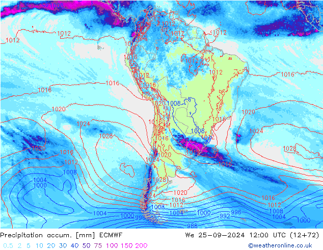 Toplam Yağış ECMWF Çar 25.09.2024 12 UTC