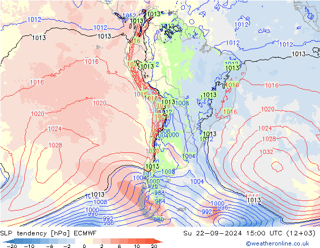 Tendenza di Pressione ECMWF dom 22.09.2024 15 UTC