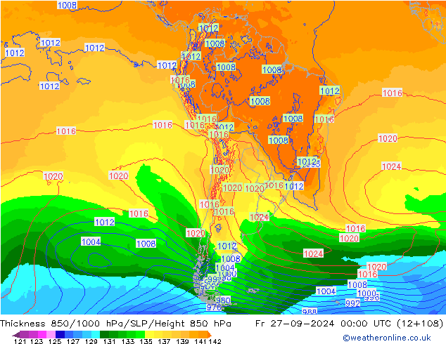 Thck 850-1000 hPa ECMWF ven 27.09.2024 00 UTC