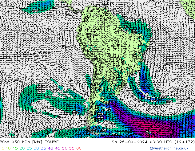 Wind 950 hPa ECMWF Sa 28.09.2024 00 UTC