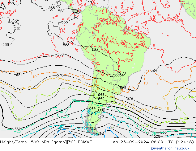 Z500/Rain (+SLP)/Z850 ECMWF Mo 23.09.2024 06 UTC