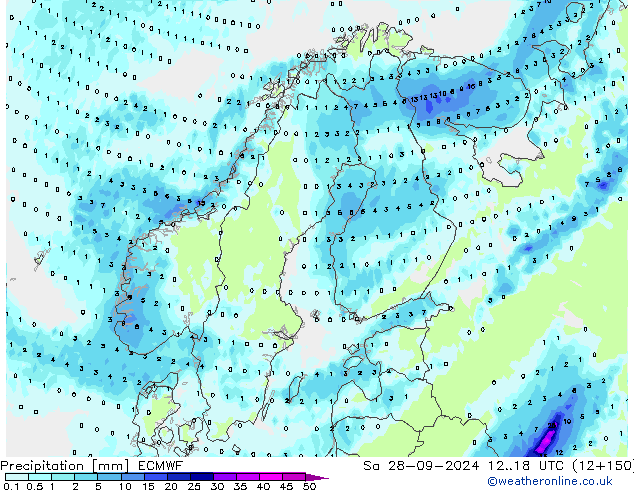 Precipitation ECMWF Sa 28.09.2024 18 UTC