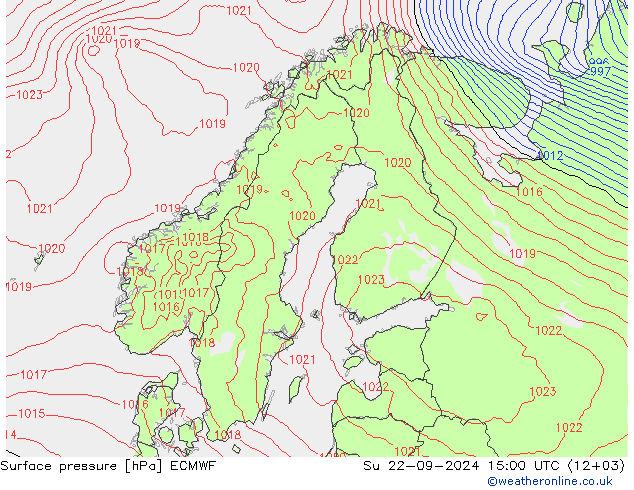 pression de l'air ECMWF dim 22.09.2024 15 UTC