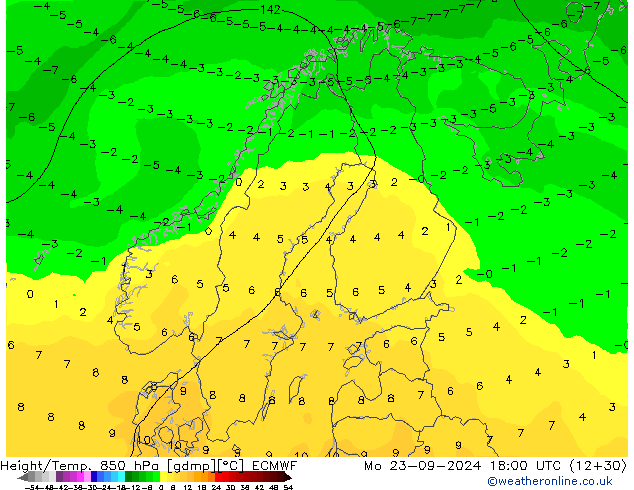 Z500/Rain (+SLP)/Z850 ECMWF Mo 23.09.2024 18 UTC