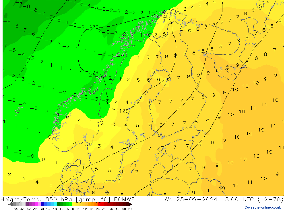 Z500/Yağmur (+YB)/Z850 ECMWF Çar 25.09.2024 18 UTC