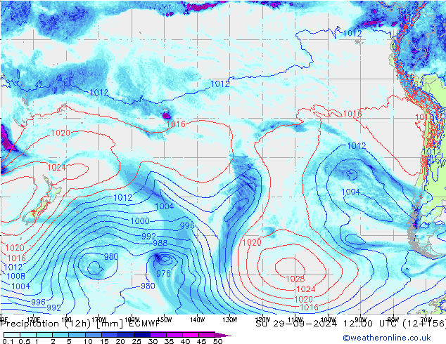 Precipitación (12h) ECMWF dom 29.09.2024 00 UTC