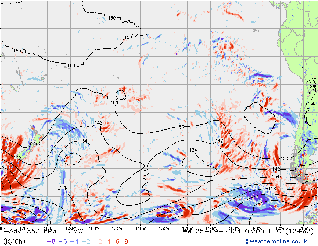 T-Adv. 850 hPa ECMWF Mi 25.09.2024 03 UTC