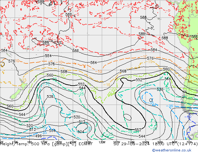 Z500/Rain (+SLP)/Z850 ECMWF dom 29.09.2024 18 UTC