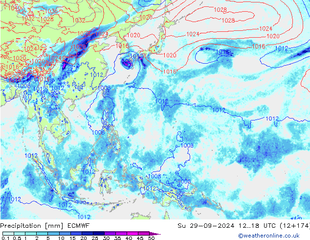 Precipitation ECMWF Su 29.09.2024 18 UTC