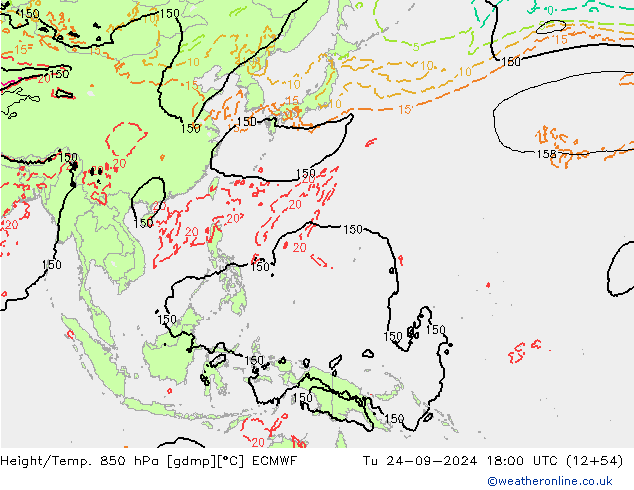 Z500/Rain (+SLP)/Z850 ECMWF Út 24.09.2024 18 UTC