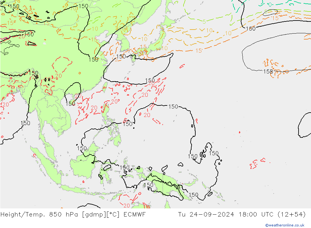 Z500/Regen(+SLP)/Z850 ECMWF di 24.09.2024 18 UTC