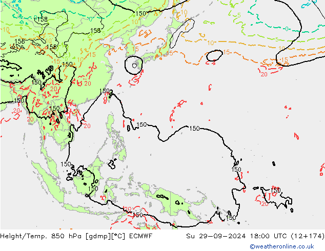 Z500/Yağmur (+YB)/Z850 ECMWF Paz 29.09.2024 18 UTC