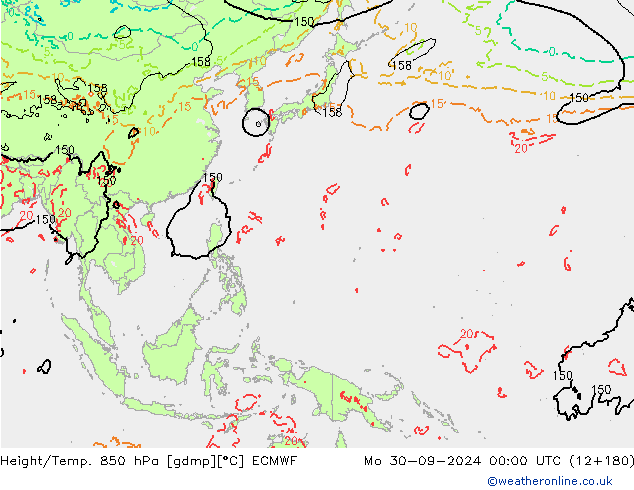 Z500/Rain (+SLP)/Z850 ECMWF pon. 30.09.2024 00 UTC