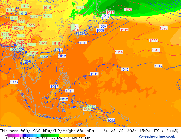 Thck 850-1000 hPa ECMWF Su 22.09.2024 15 UTC