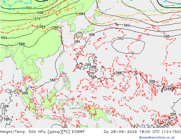 Z500/Rain (+SLP)/Z850 ECMWF so. 28.09.2024 18 UTC