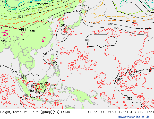 Z500/Yağmur (+YB)/Z850 ECMWF Paz 29.09.2024 12 UTC