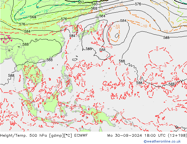 Z500/Rain (+SLP)/Z850 ECMWF lun 30.09.2024 18 UTC