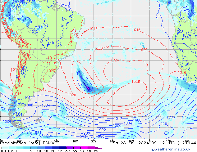 Précipitation ECMWF sam 28.09.2024 12 UTC