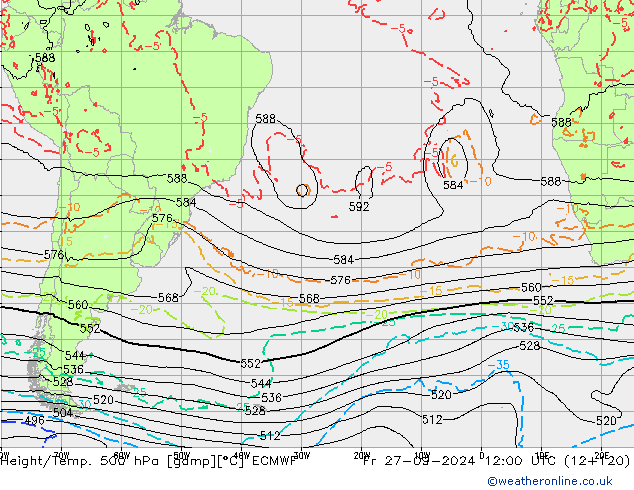 Z500/Rain (+SLP)/Z850 ECMWF Sex 27.09.2024 12 UTC